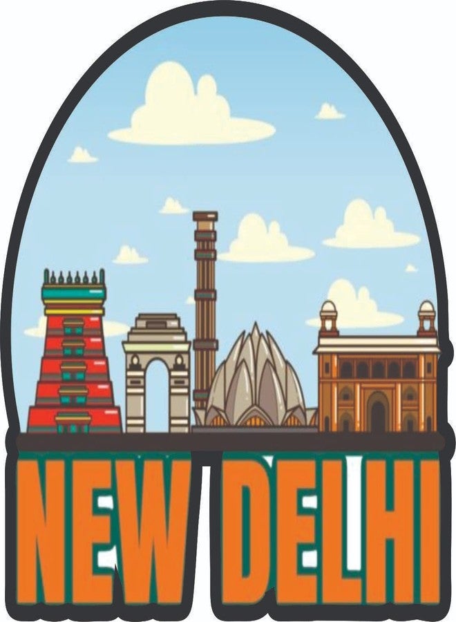 Skywalk India Souvenir Wooden MDF Delhi Fridge Magnet (Multicolour) M-606